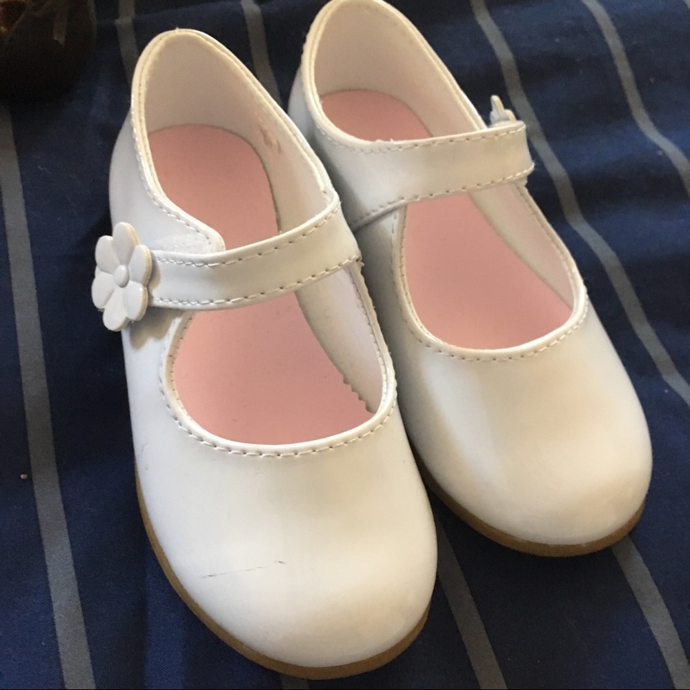 White patent leather shoes